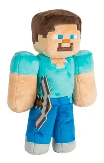Peluche Diseño Muñeco Minecraf Pm-317 Para Niños Azul