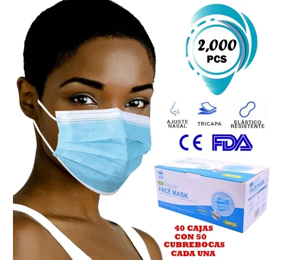 Caja Cubrebocas Tricapa Termosellado De 2000 Piezas Alm