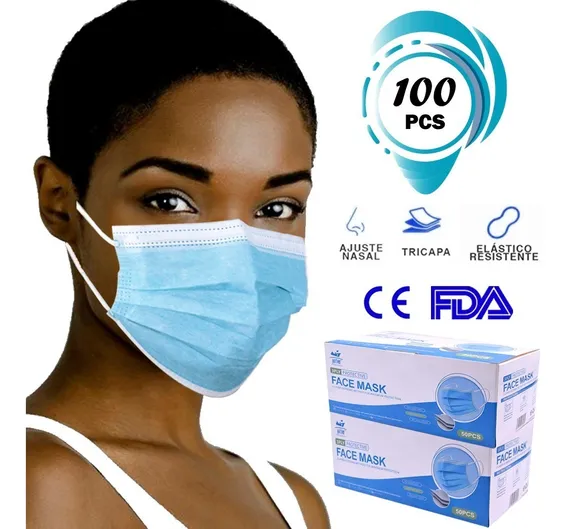 Tapabocas Tricapa 100 Piezas Cubrebocas Alm Mascarilla