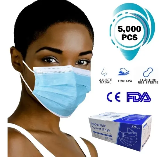 Kit 5000 Cubrebocas Mascarilla Tricapa Termosellado Log-on