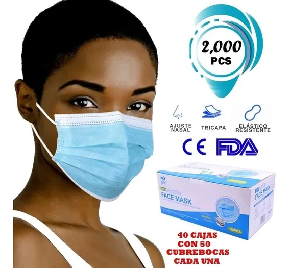 Tricapa 2000 Piezas Tapaboca Cubrebocas Plisado Termosellado